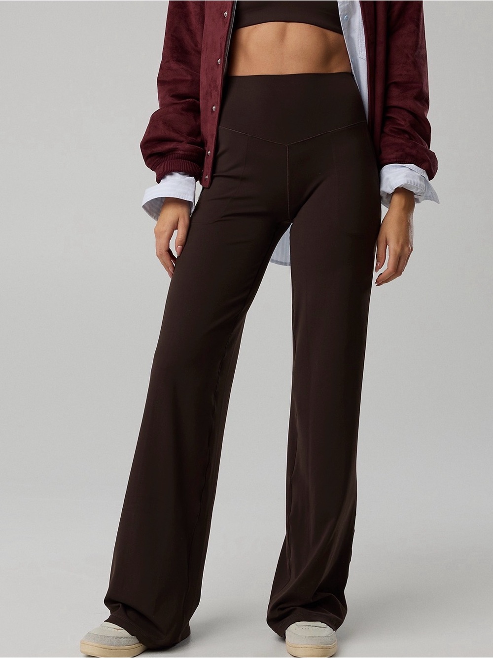 🤎 OFFLINE by Aerie Real Me Xtra High-Waisted Trouser - Deep Earth Brown - Size M